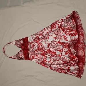 Halter top semi-formal red and white dres